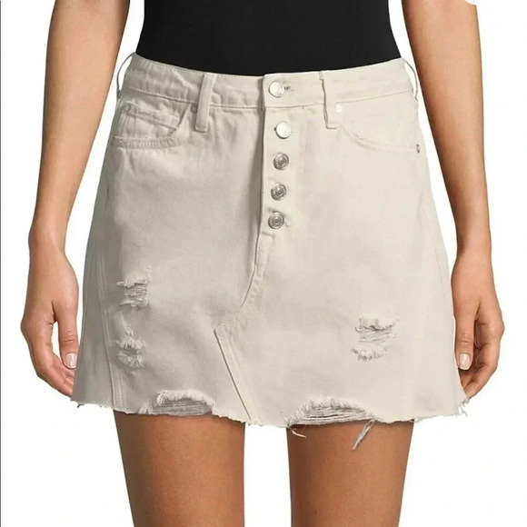 Free People Dresses & Skirts - Free People Distressed A-Line Denim White Skirt Size 27